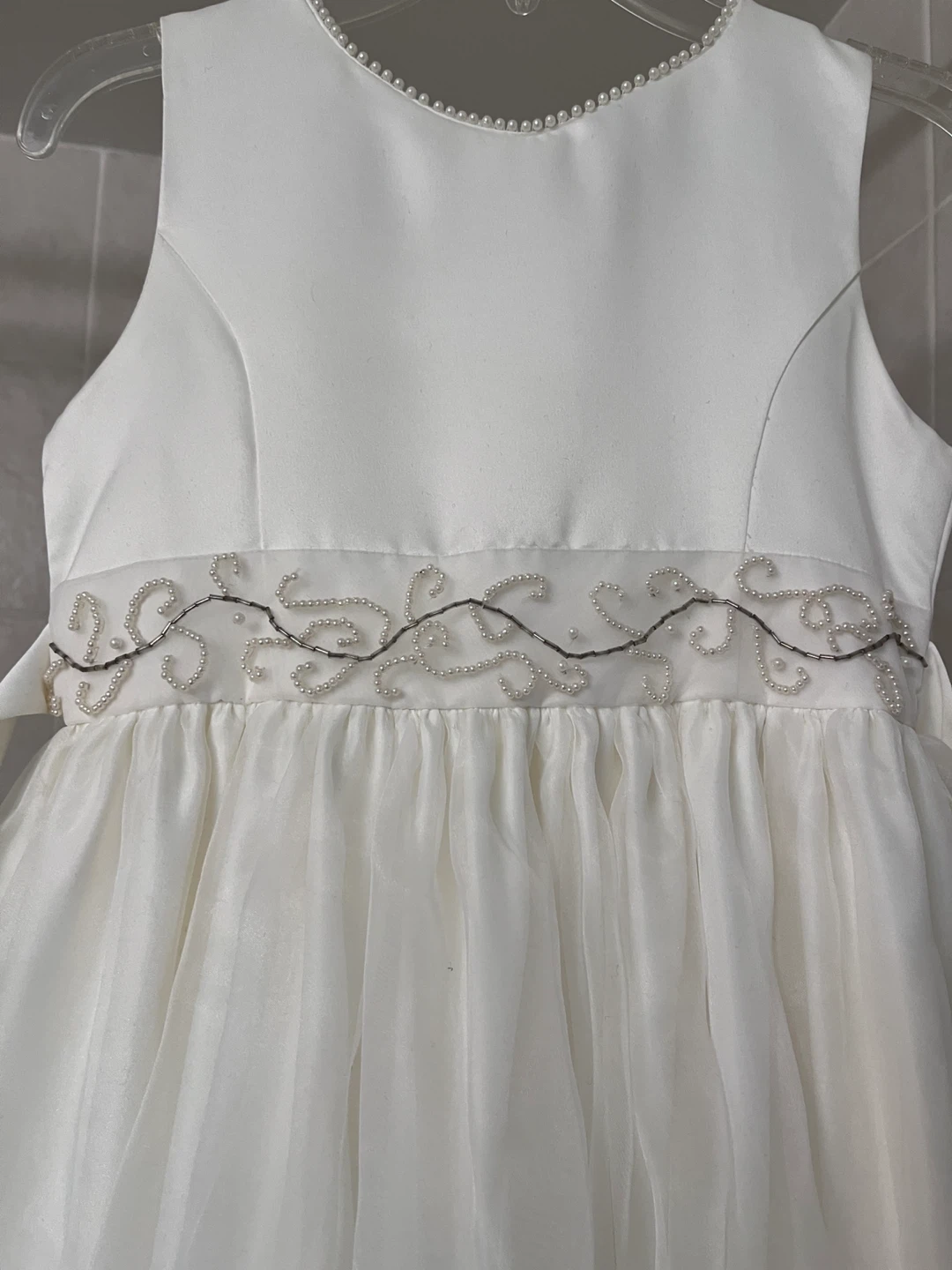 White Girls Dress with Beaded Waistband - photo 2