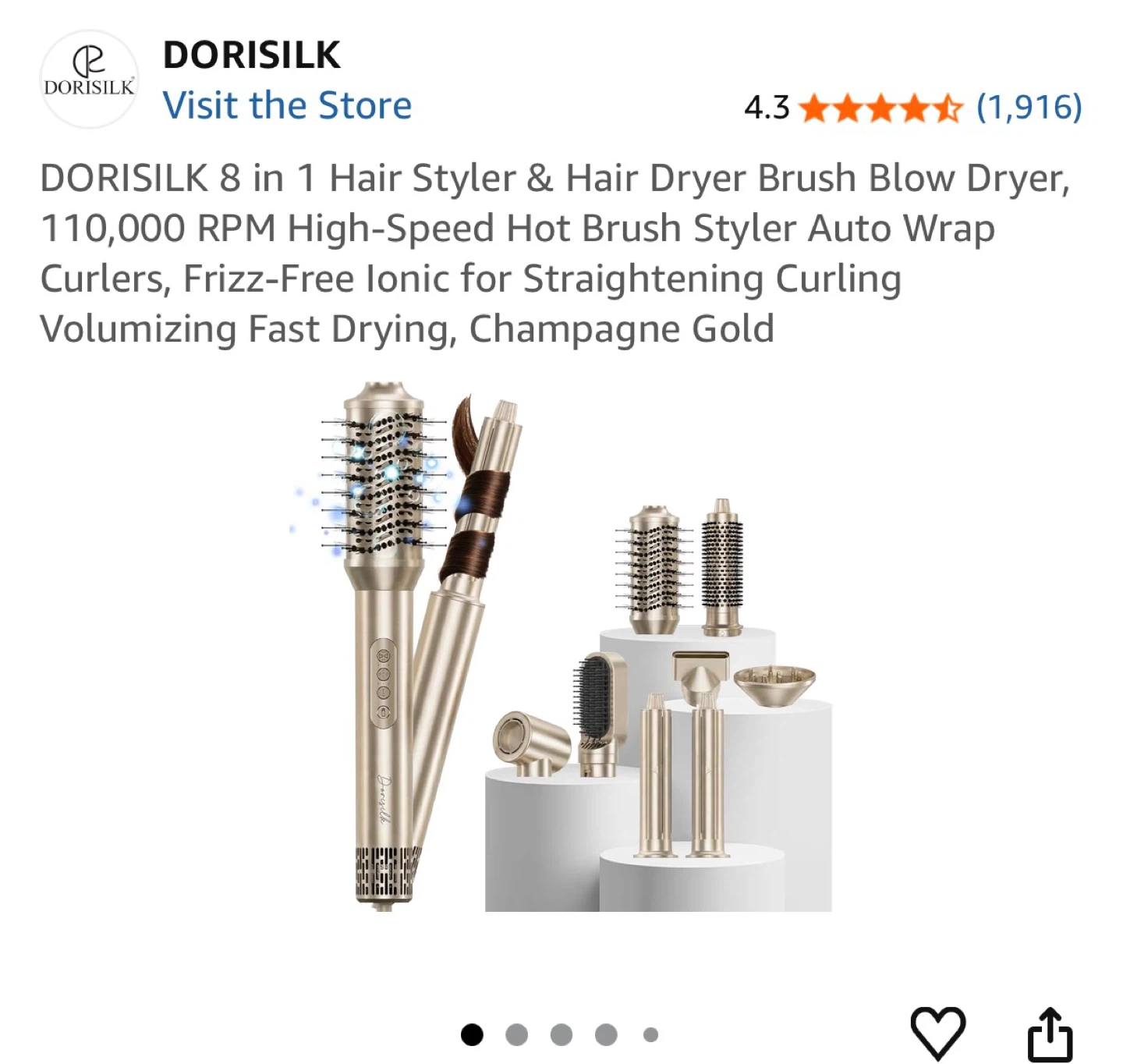 DORISILK 8 in 1 Hair Styler & Hot Air Brush Set - Champagne Gold - photo 2