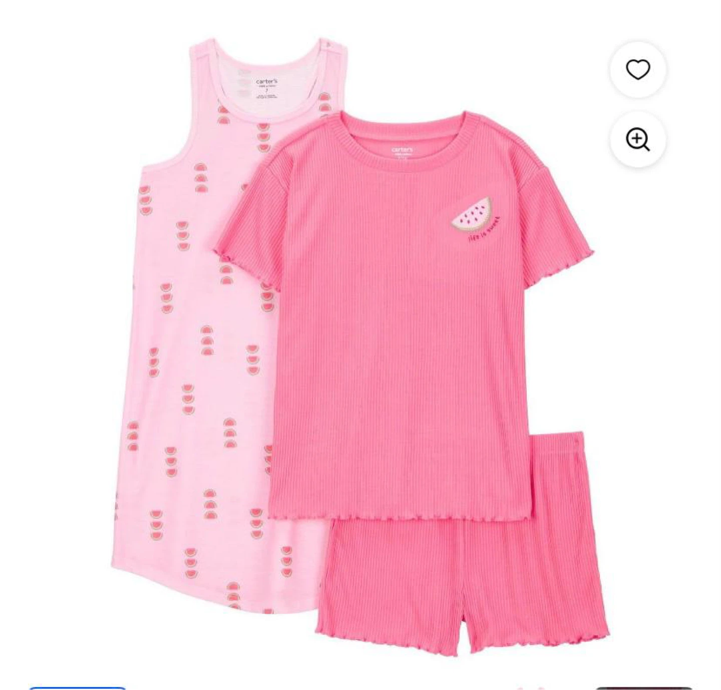 Carter's Girls Pink Pajama Set Sizes 7 and 8.