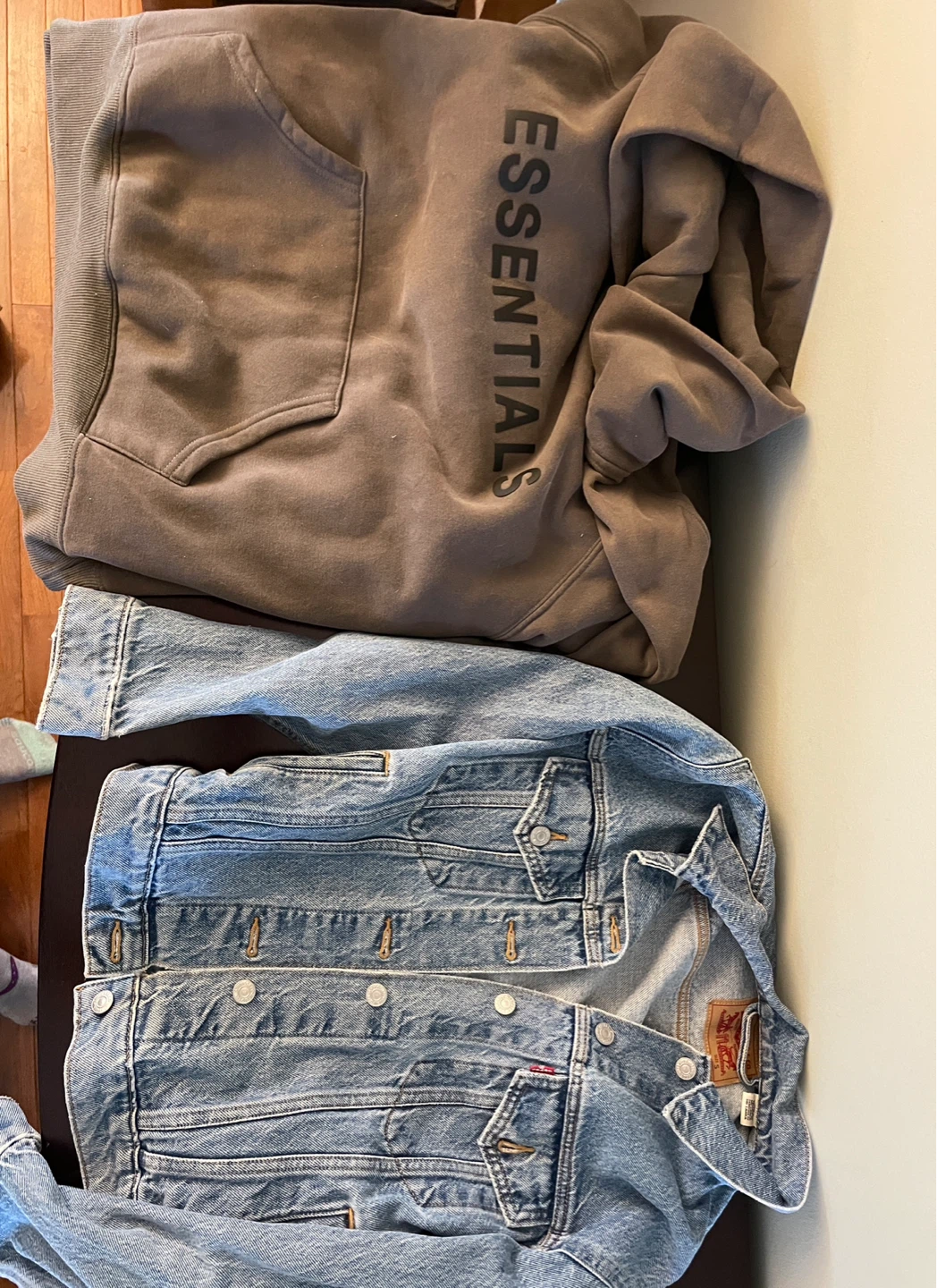 Levi's Denim Jacket and Essentials Hoodie