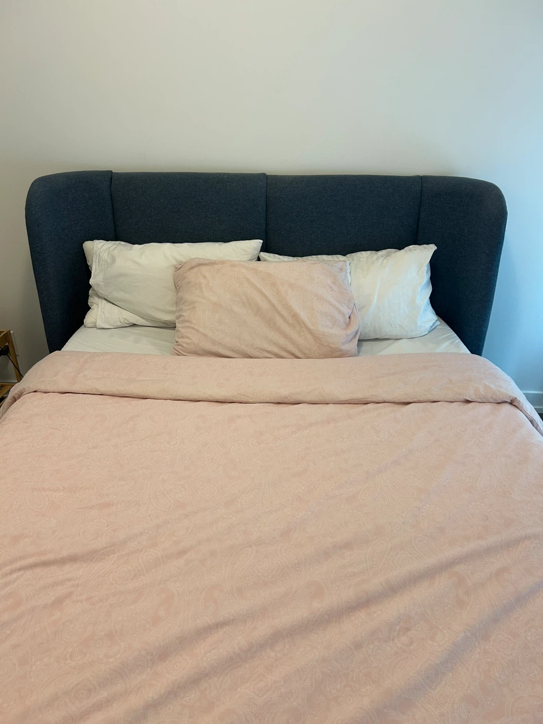 IKEA TUFJORD Upholstered Bed Frame - Queen, Tallmyra Black-Blue