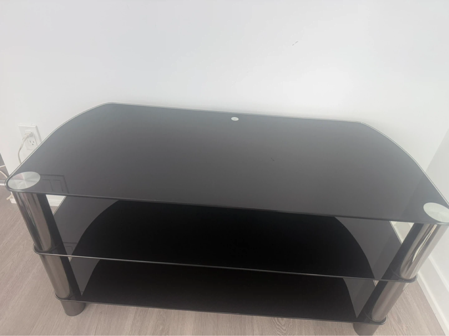 Black Tempered Glass TV Stand with 3 Tiers - photo 2