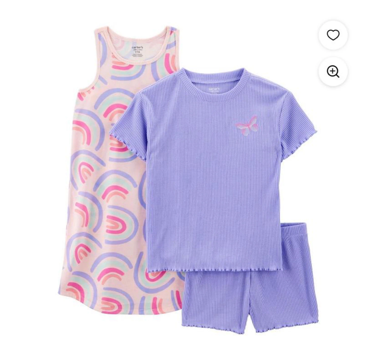 Carter's Girls Purple Pajama Set - Sizes 6, 7 and 10.