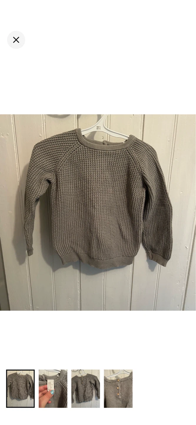 H&M Grey Organic Cotton Knit Sweater - 2-3 Years