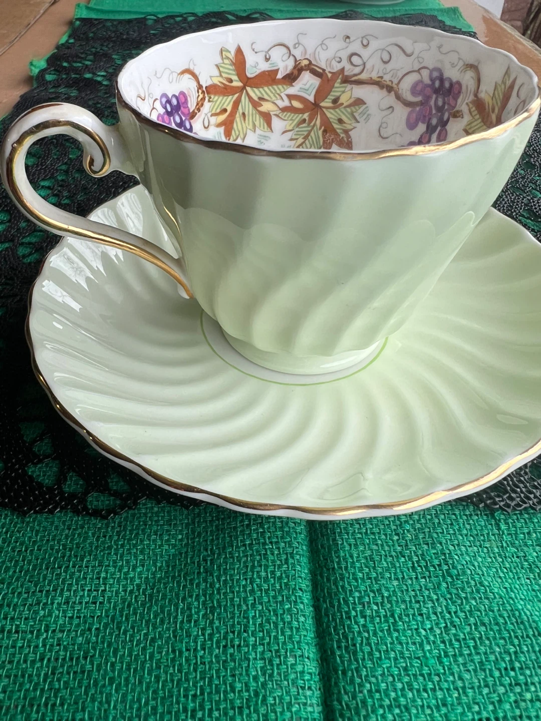 Aynsley Bone China Teacup Set -  Grapevine Pattern