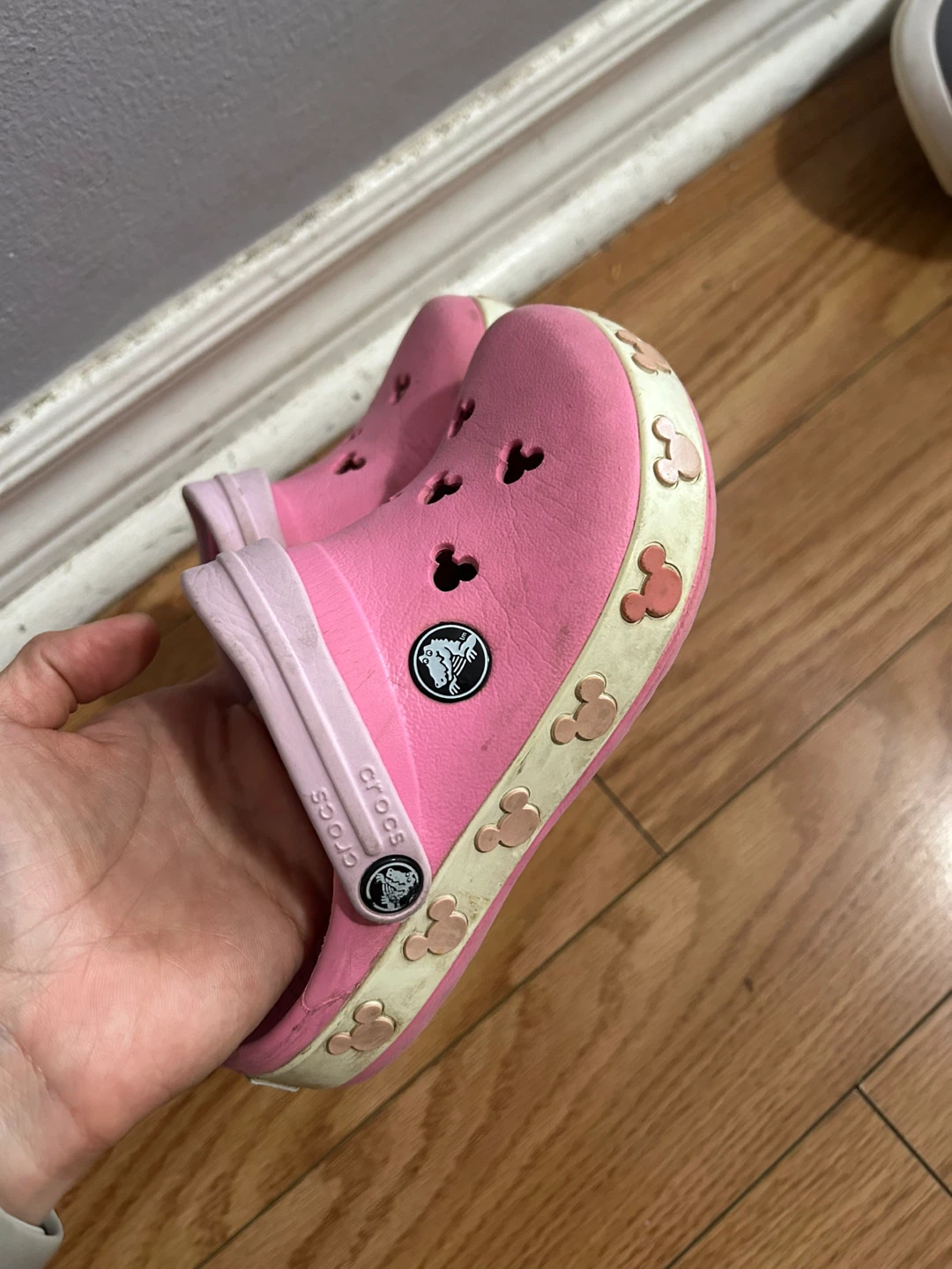 Size 10-11 Crocs Toddler Pink Mickey Mouse Clogs