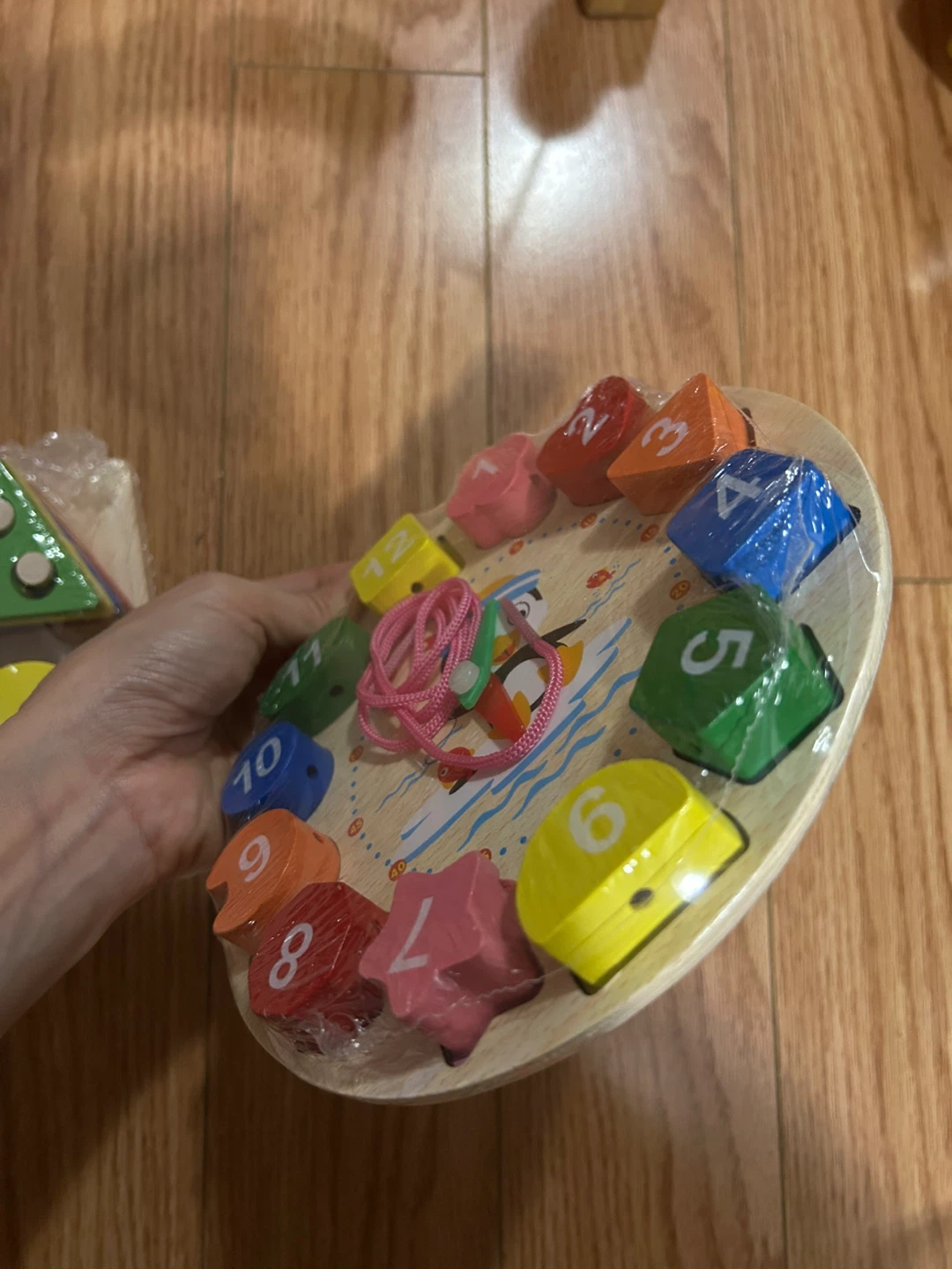 New Wooden Shape Sorter and Clock Toy Set - photo 3