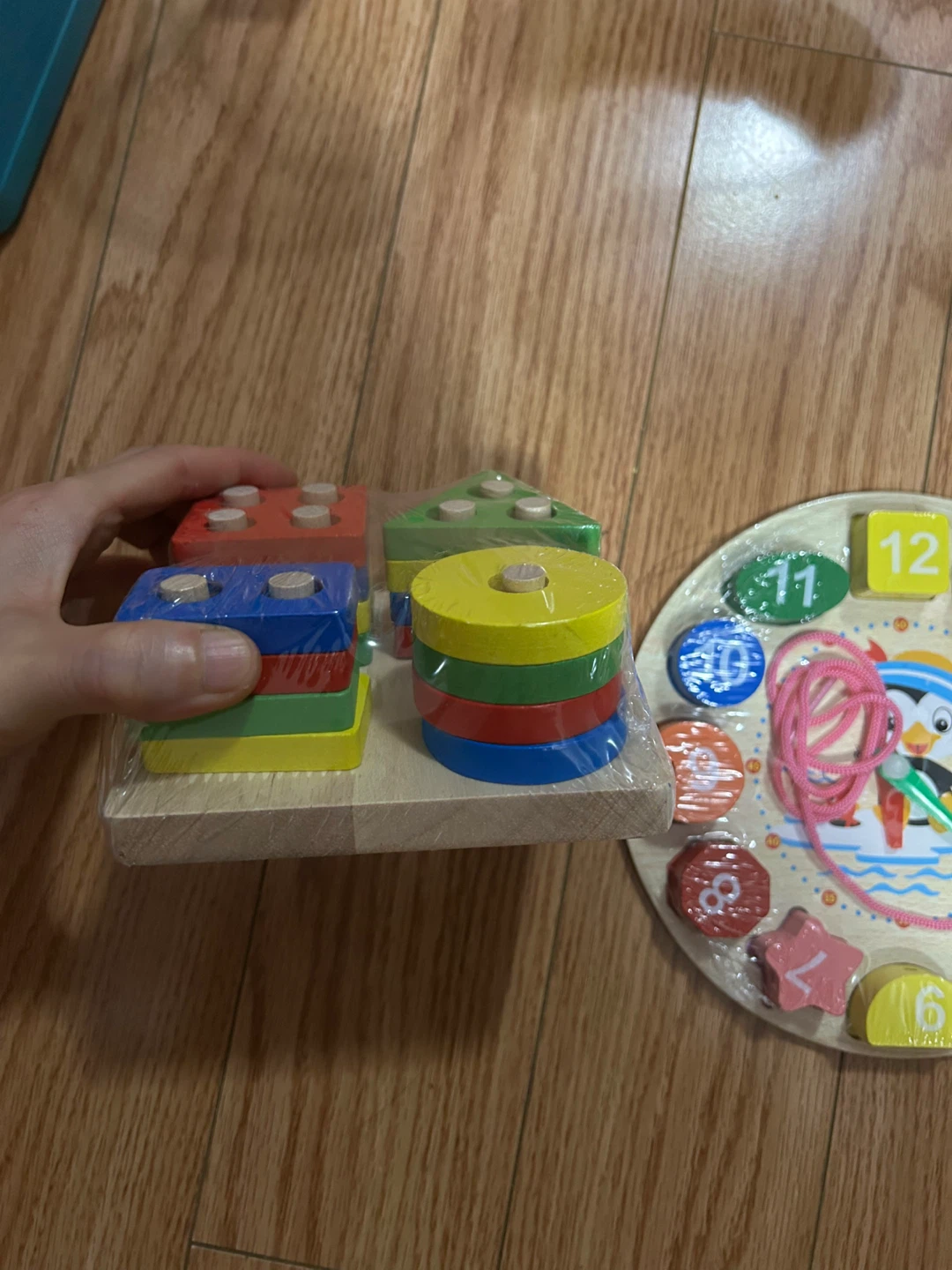 New Wooden Shape Sorter and Clock Toy Set - photo 2