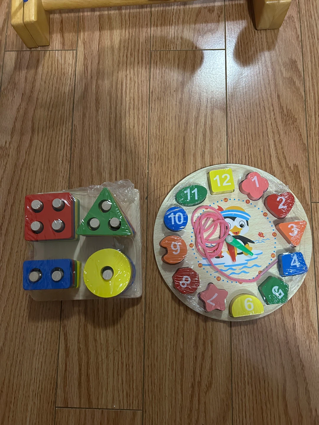 New Wooden Shape Sorter and Clock Toy Set