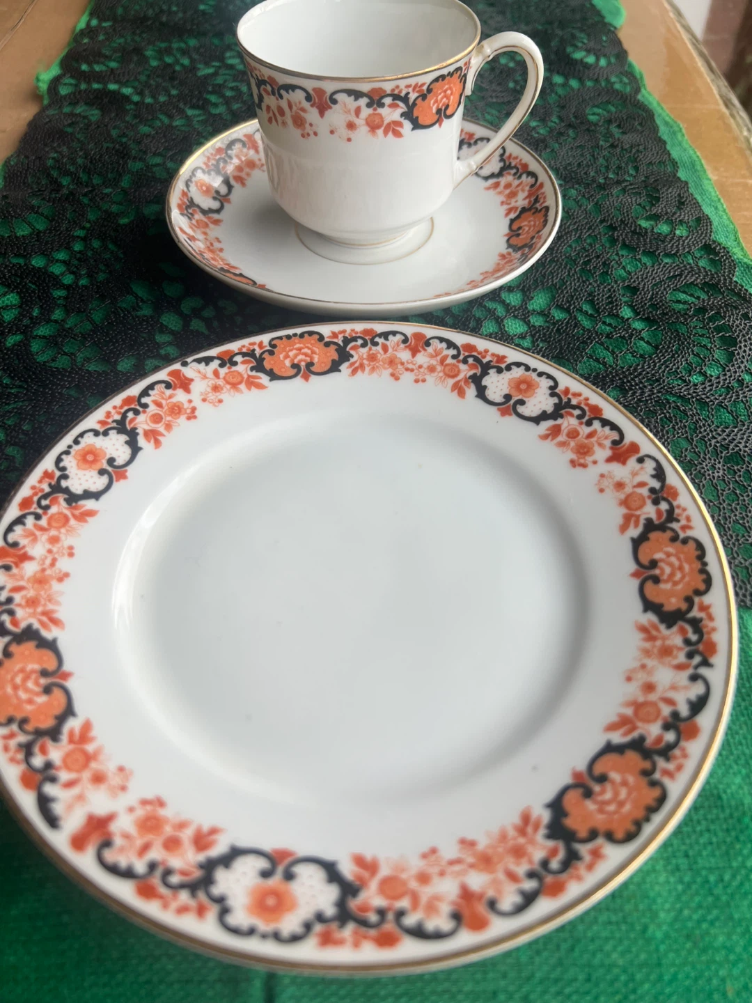 Vintage Cup, Saucer, and Plate Set - Floral Design