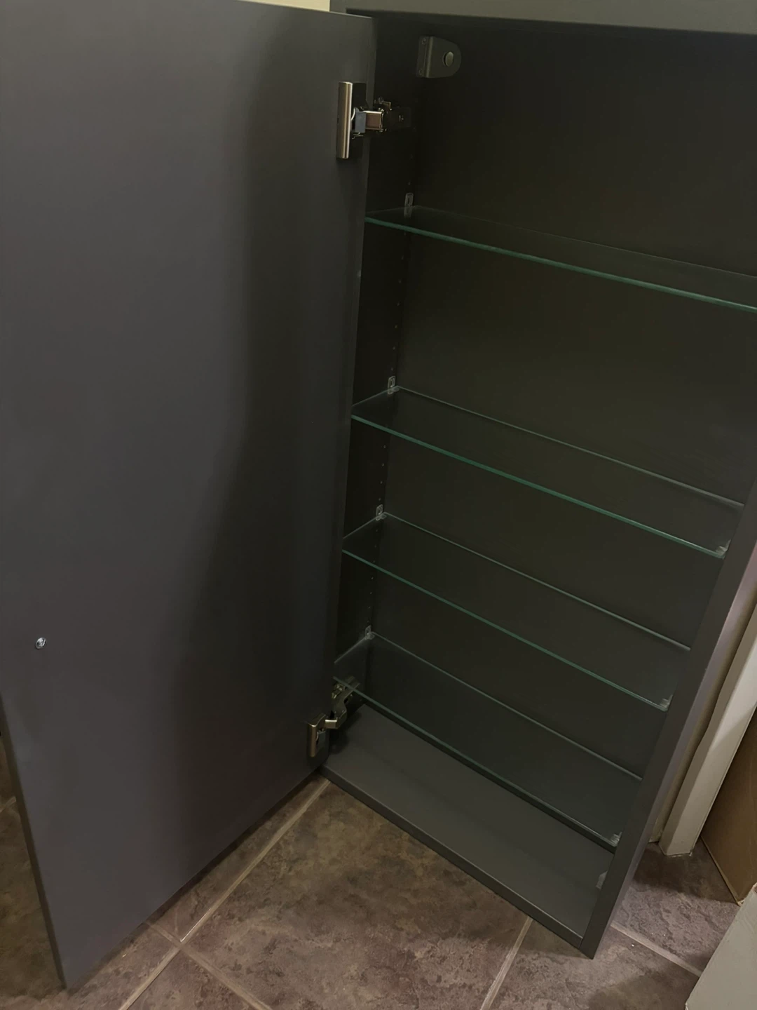 Grey Storage Cabinet with Glass Shelves - photo 2