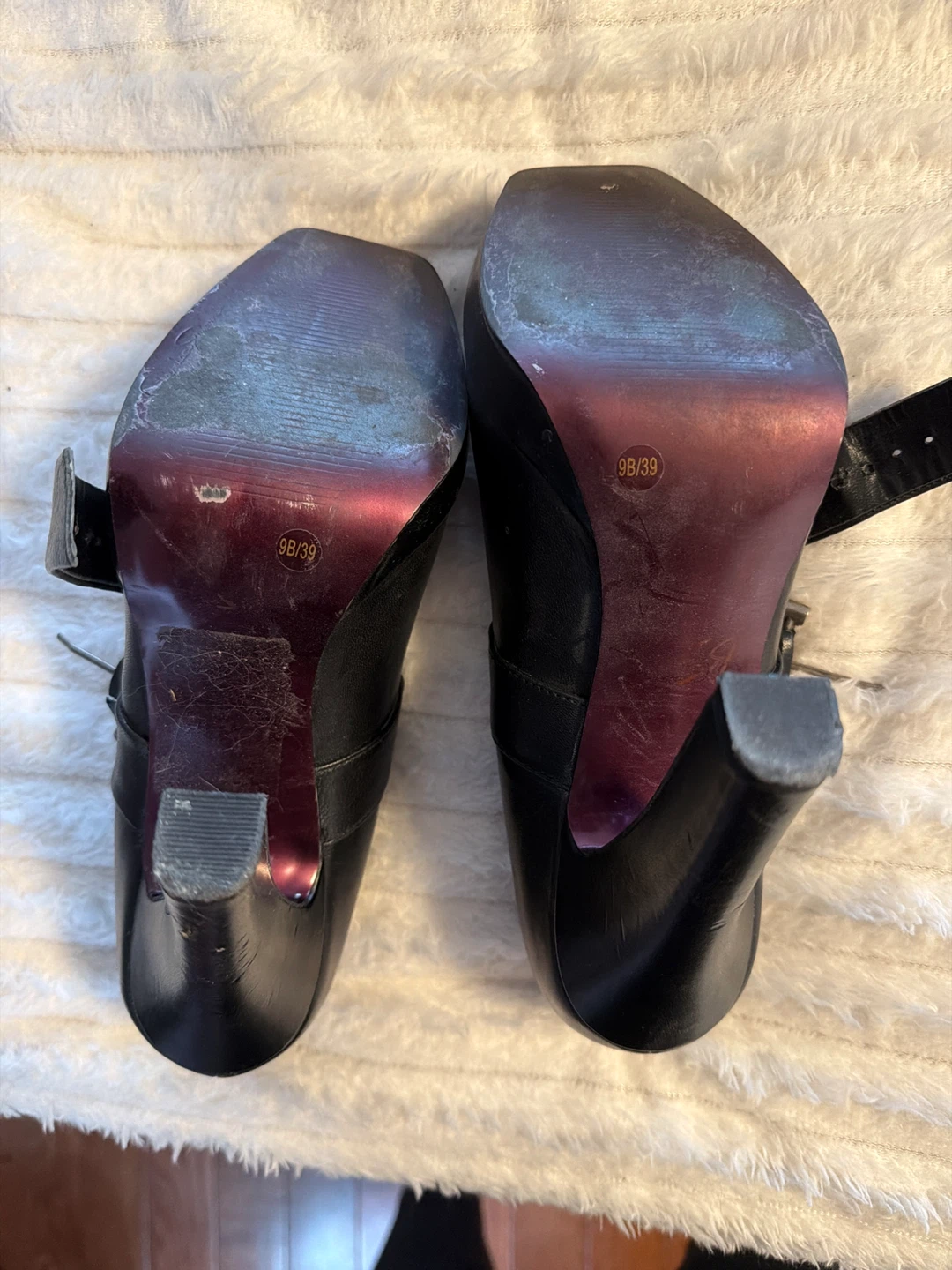 Jessica Simpson Black Leather Ankle Strap Heels - Size 9B/39 - photo 4