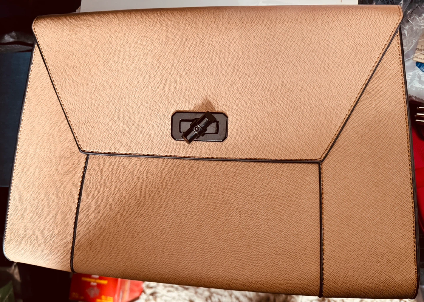 Steve Madden Brown Faux Leather Clutch Bag
