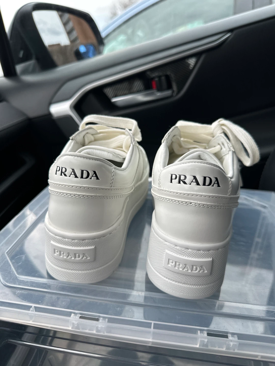 Prada White Leather Platform Sneakers - photo 4