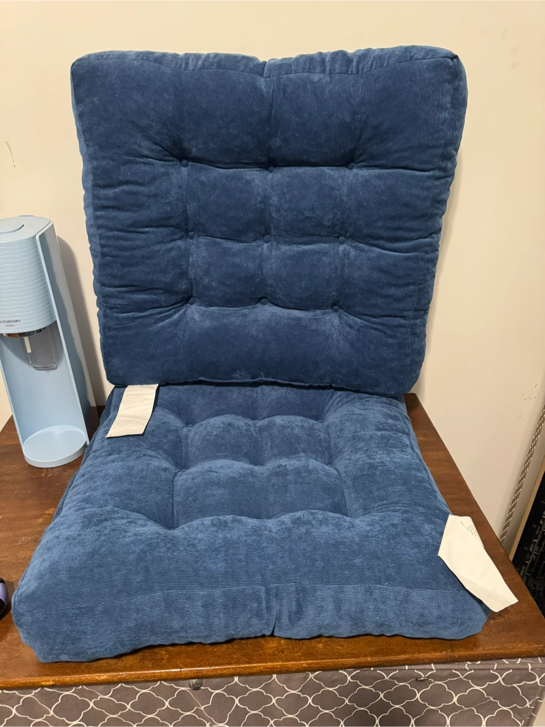 Blue Tufted floor Cushion Set