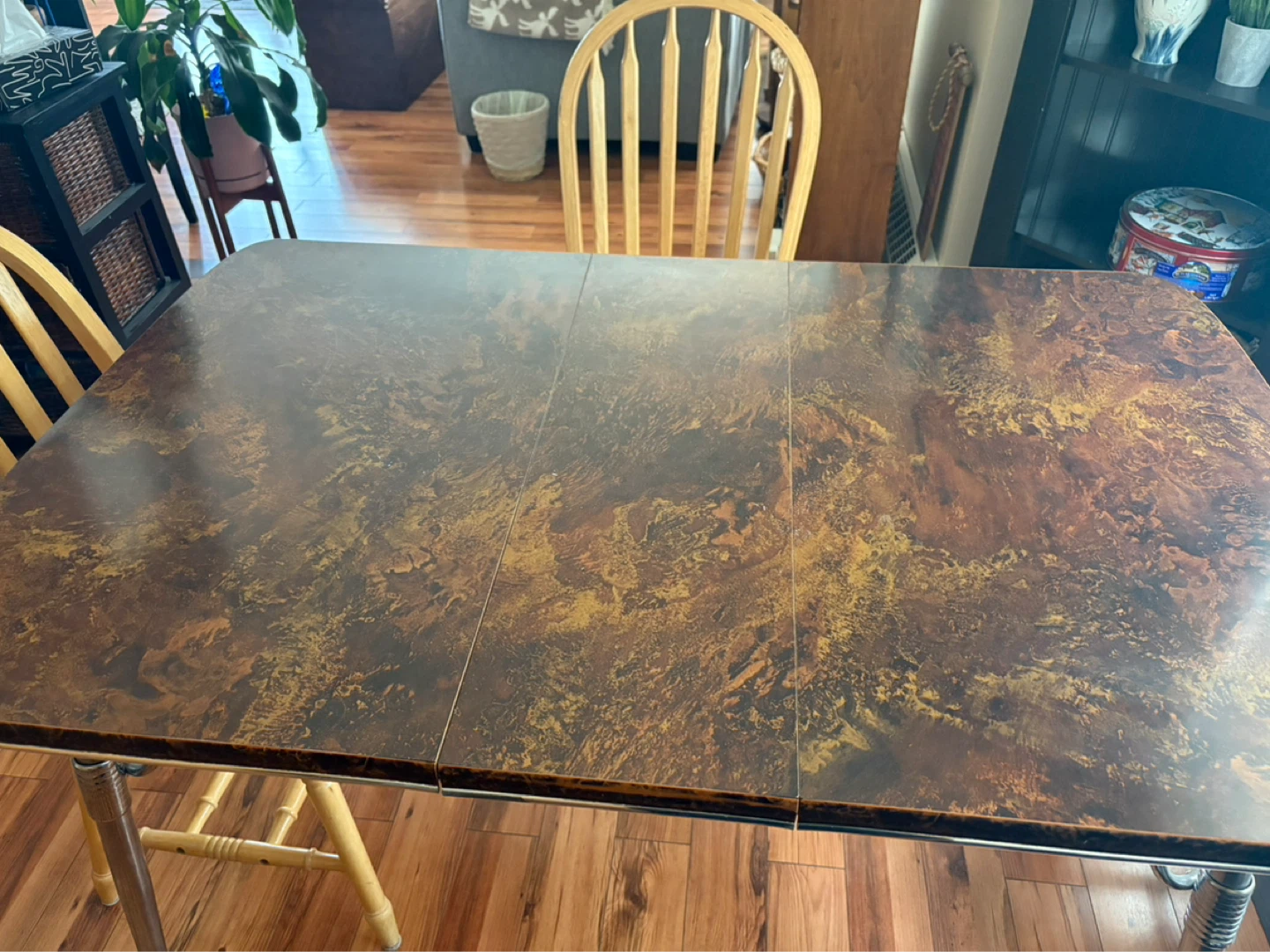 Vintage Extendable Kitchen Table with Swirl Pattern Top - photo 2