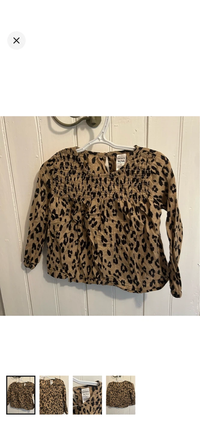 Carter's Toddler Girls Leopard Print Smocked Top Size 3T