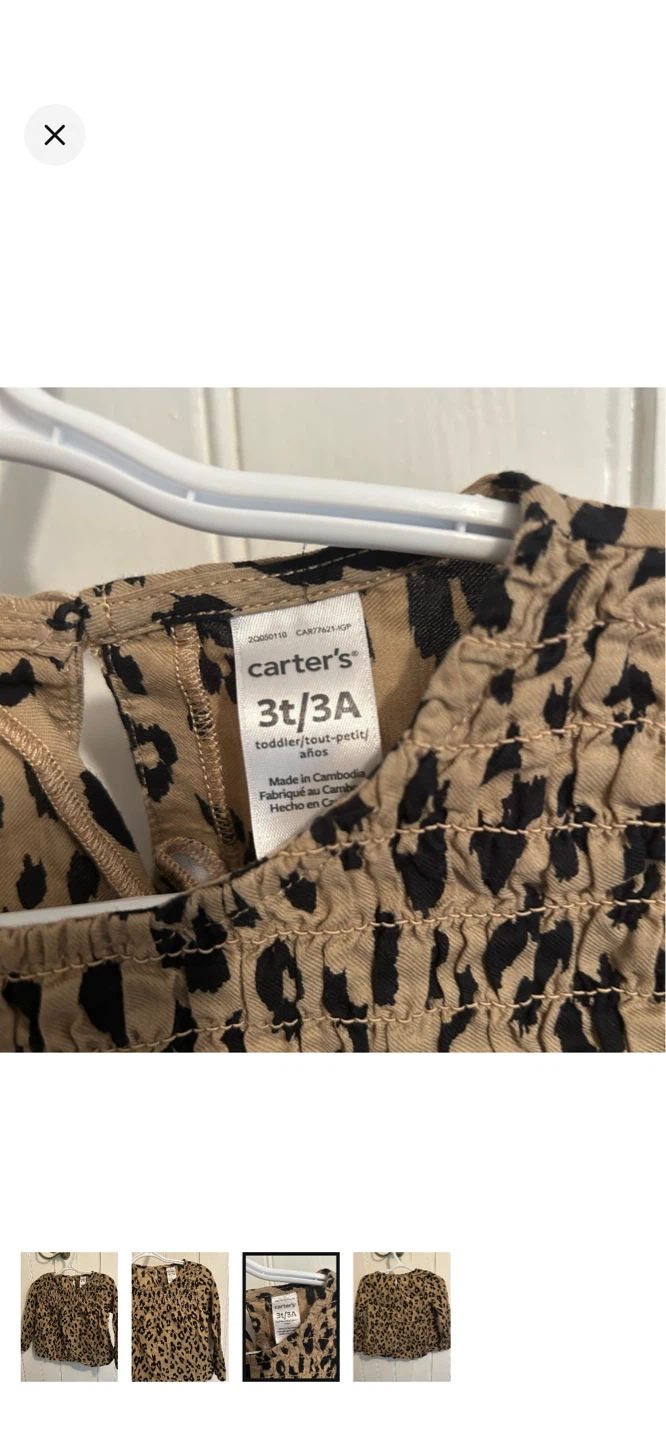 Carter's Toddler Girls Leopard Print Smocked Top Size 3T - photo 3