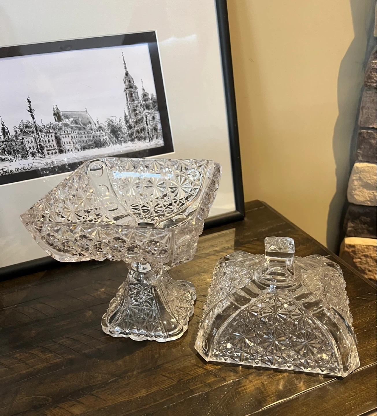 Antique Adams & Co Glass Square Pedestal Compote - photo 5