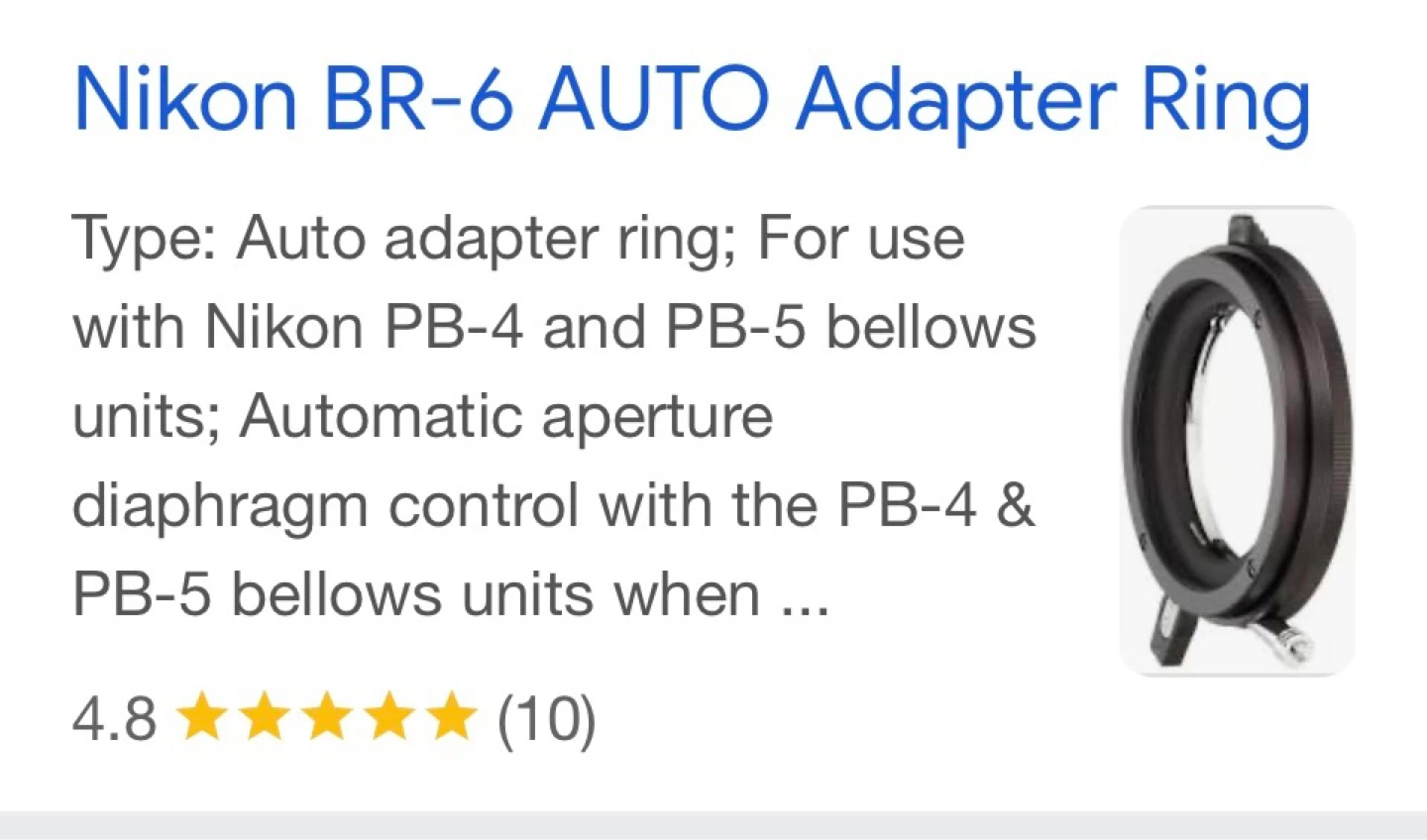 Nikon BR-6 AUTO Adapter Ring