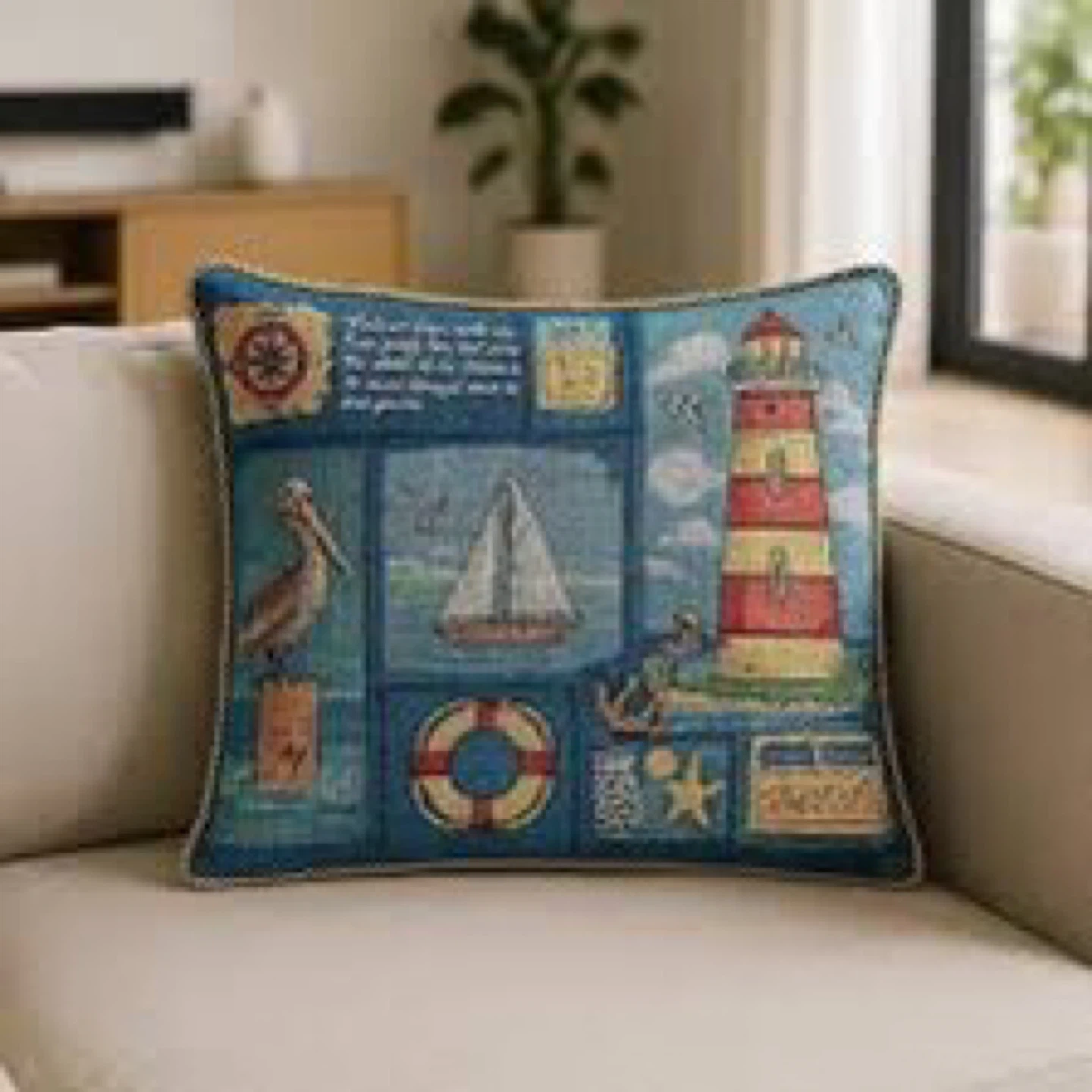Nautical Tapestry Pillow Cover