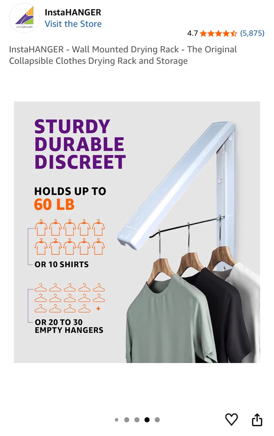 InstaHANGER Wall Mounted Collapsible Drying Rack - photo 5