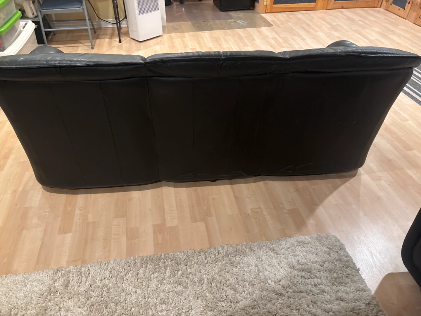 Black Leather 3-Seater Sofa - photo 3