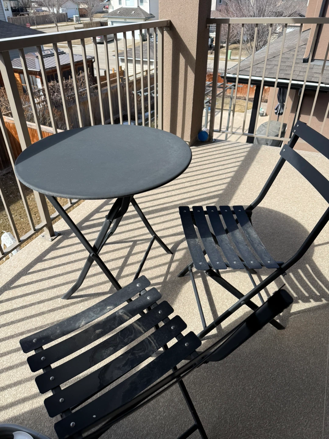 Black Metal Folding Bistro Set with 2 Chairs - photo 2