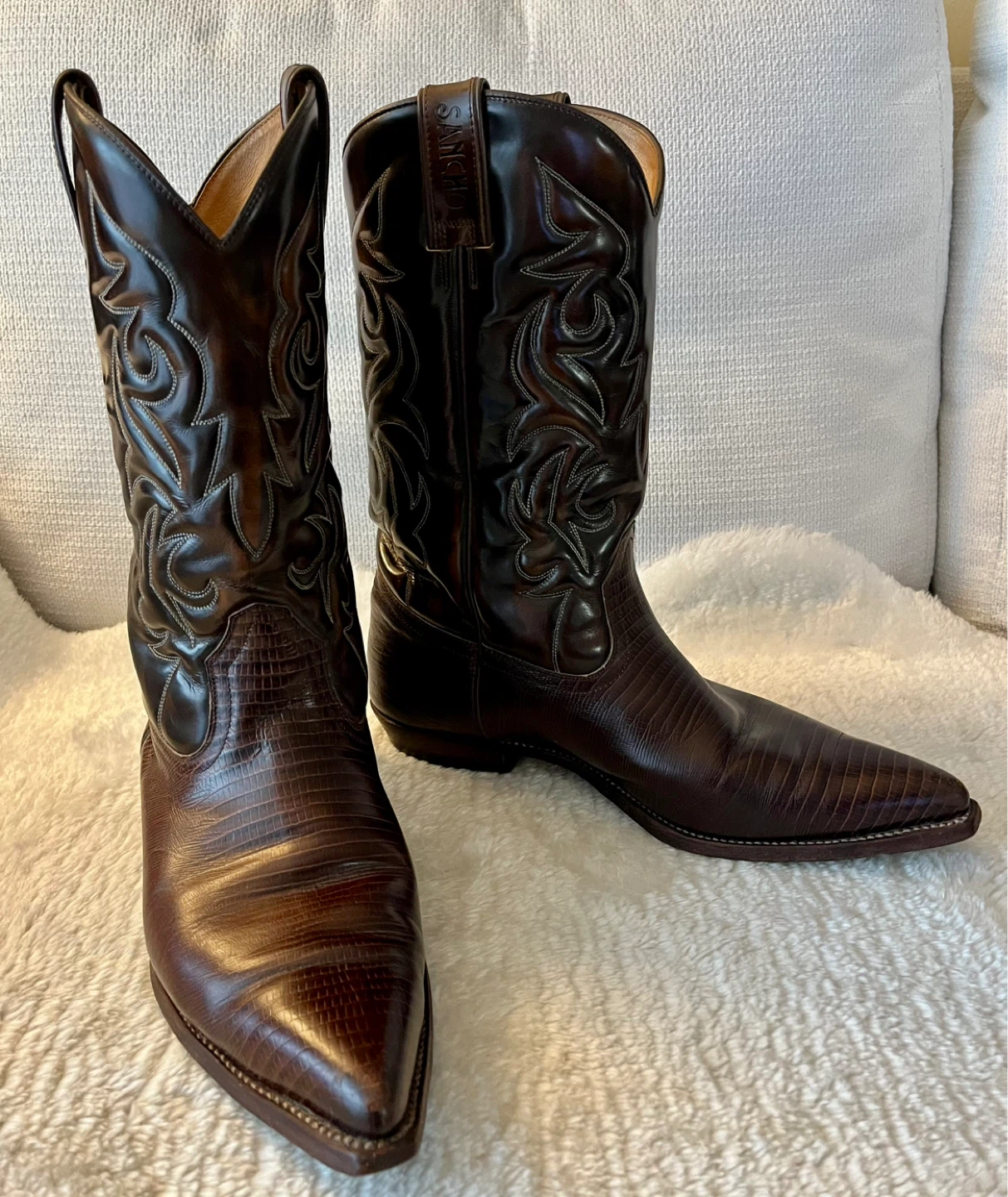 Sancho Boots Leather Cowboy Boots Size 10 Men