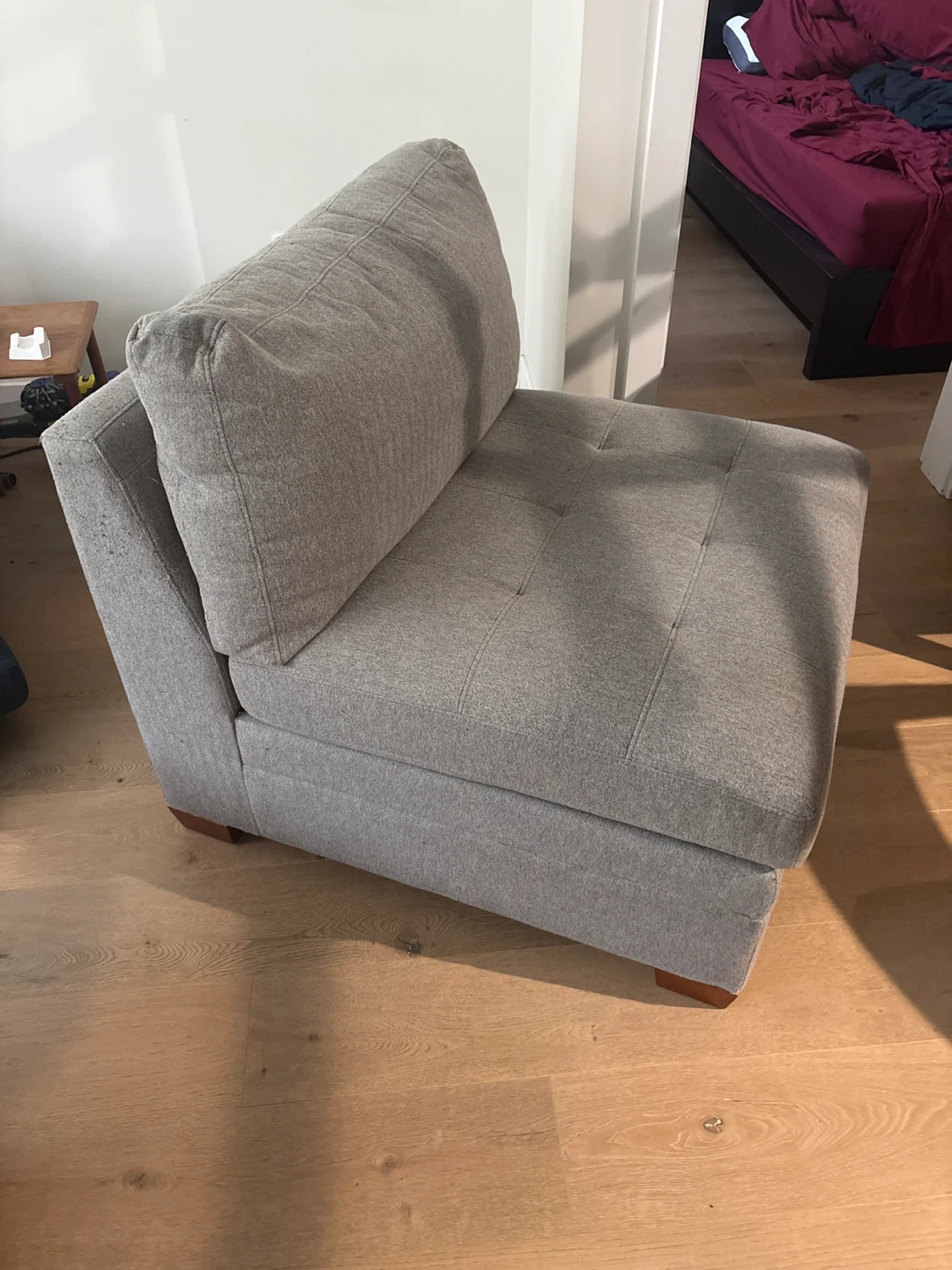 Grey Fabric Armless Accent Chair - photo 2