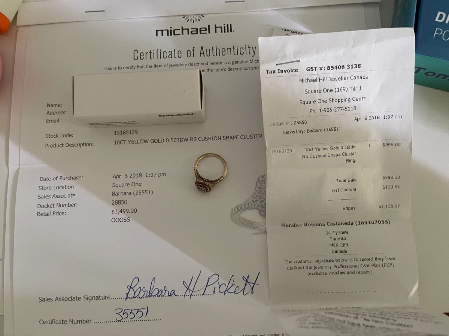 Michael Hill 10CT Yellow Gold 0.50TDW Cushion Shape Cluster Ring