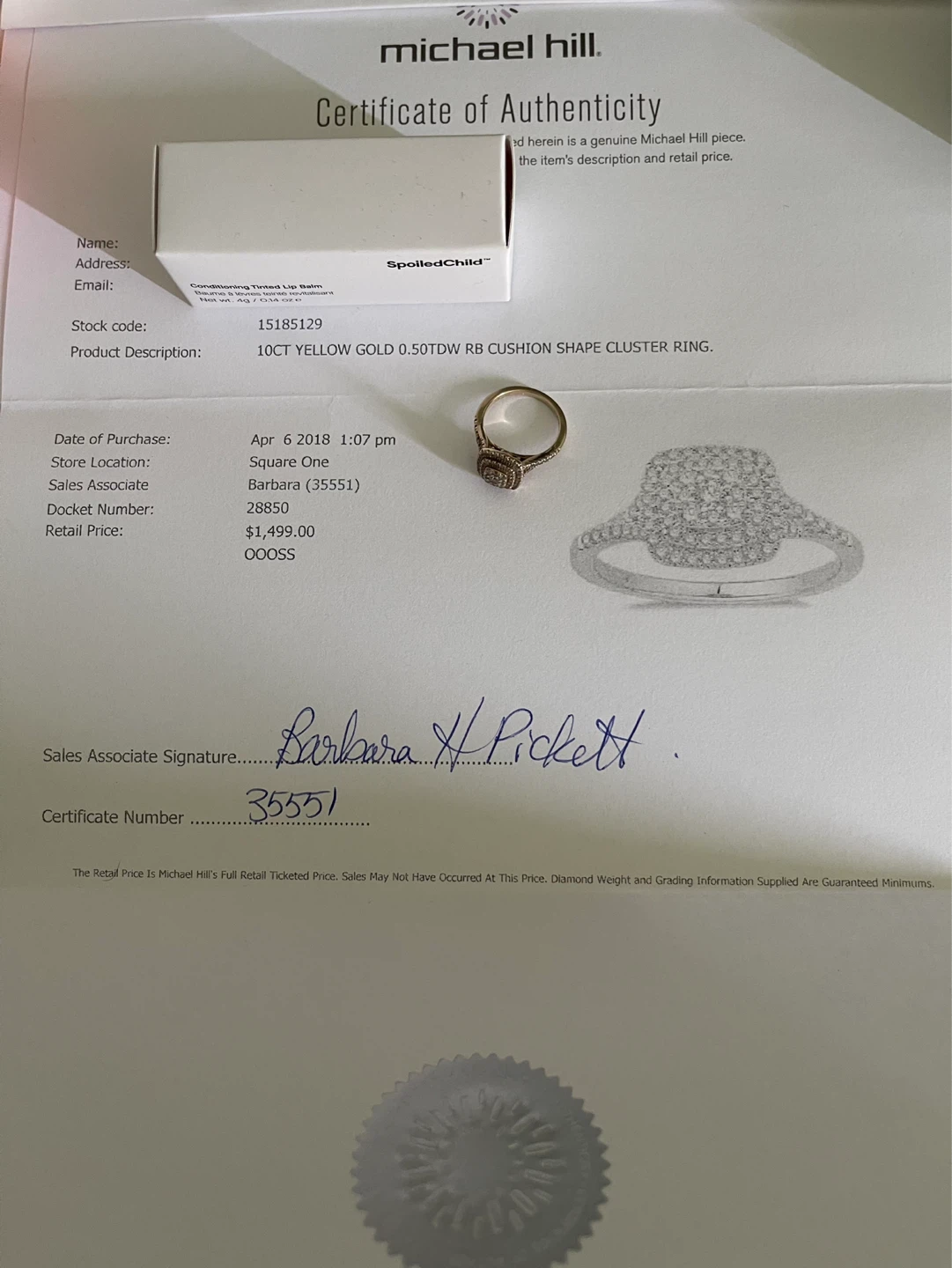 Michael Hill 10CT Yellow Gold 0.50TDW Cushion Shape Cluster Ring - photo 2