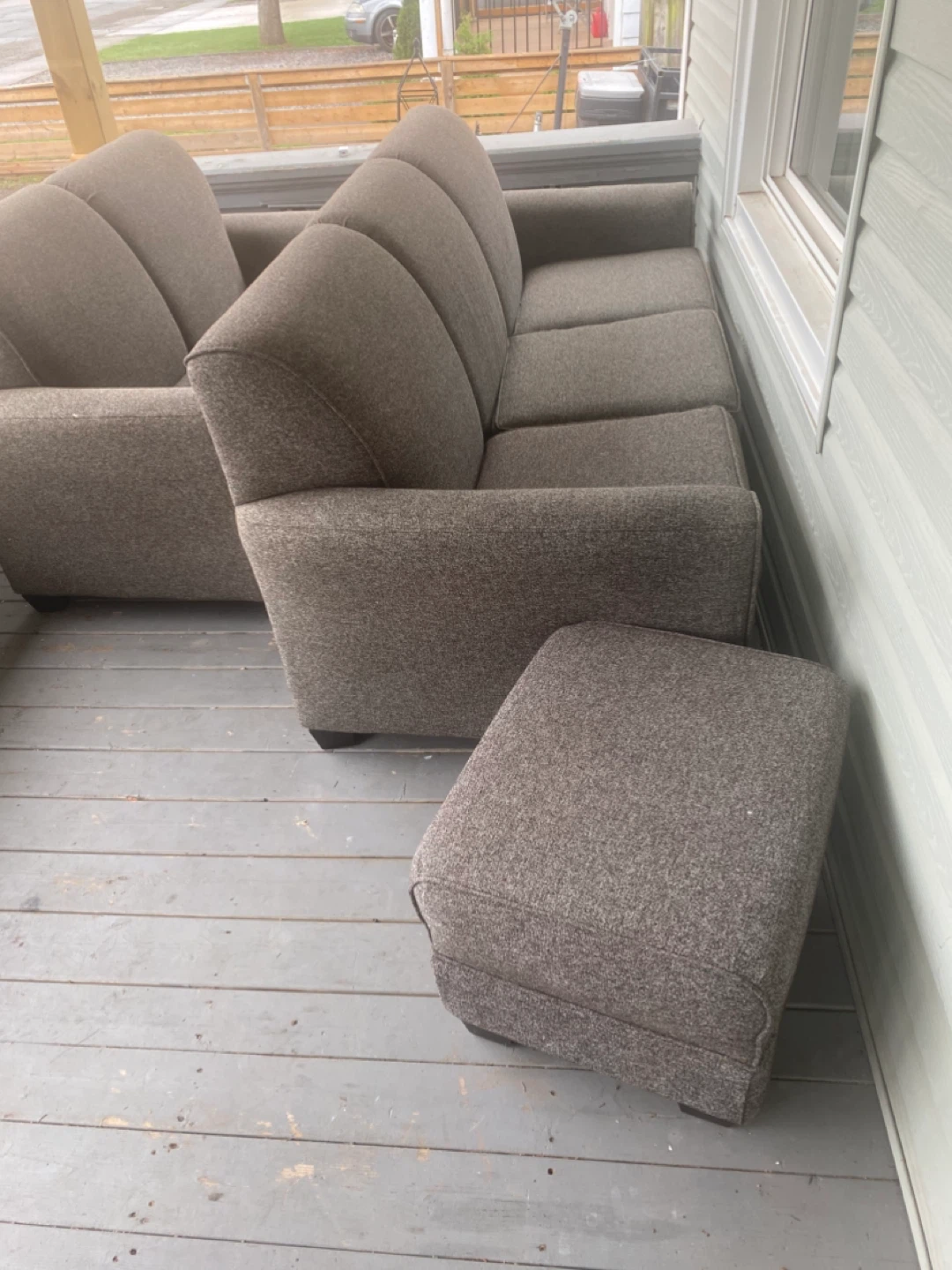 Grey Tweed Sofa with Ottoman - photo 2
