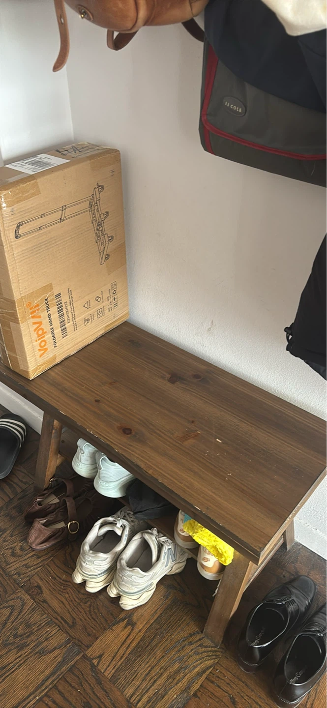 Wooden entryway bench