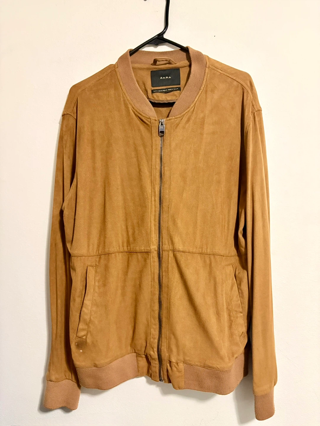 Zara Suede Bomber Jacket - Tan