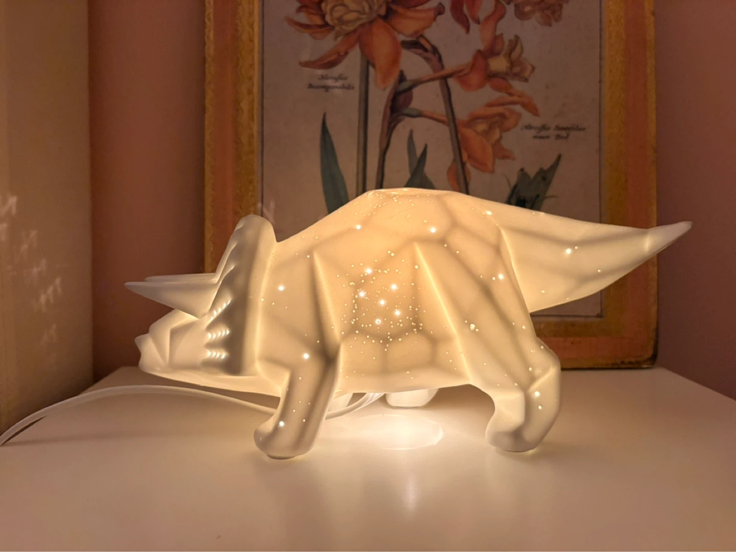 Geometric Triceratops Night Light Lamp