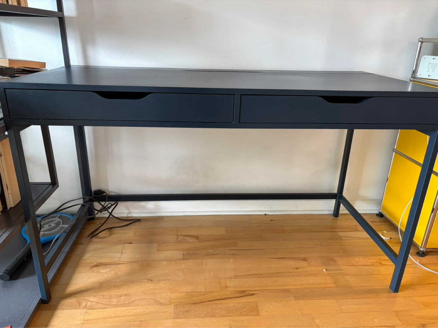 Dark Blue Desk with Two Drawers