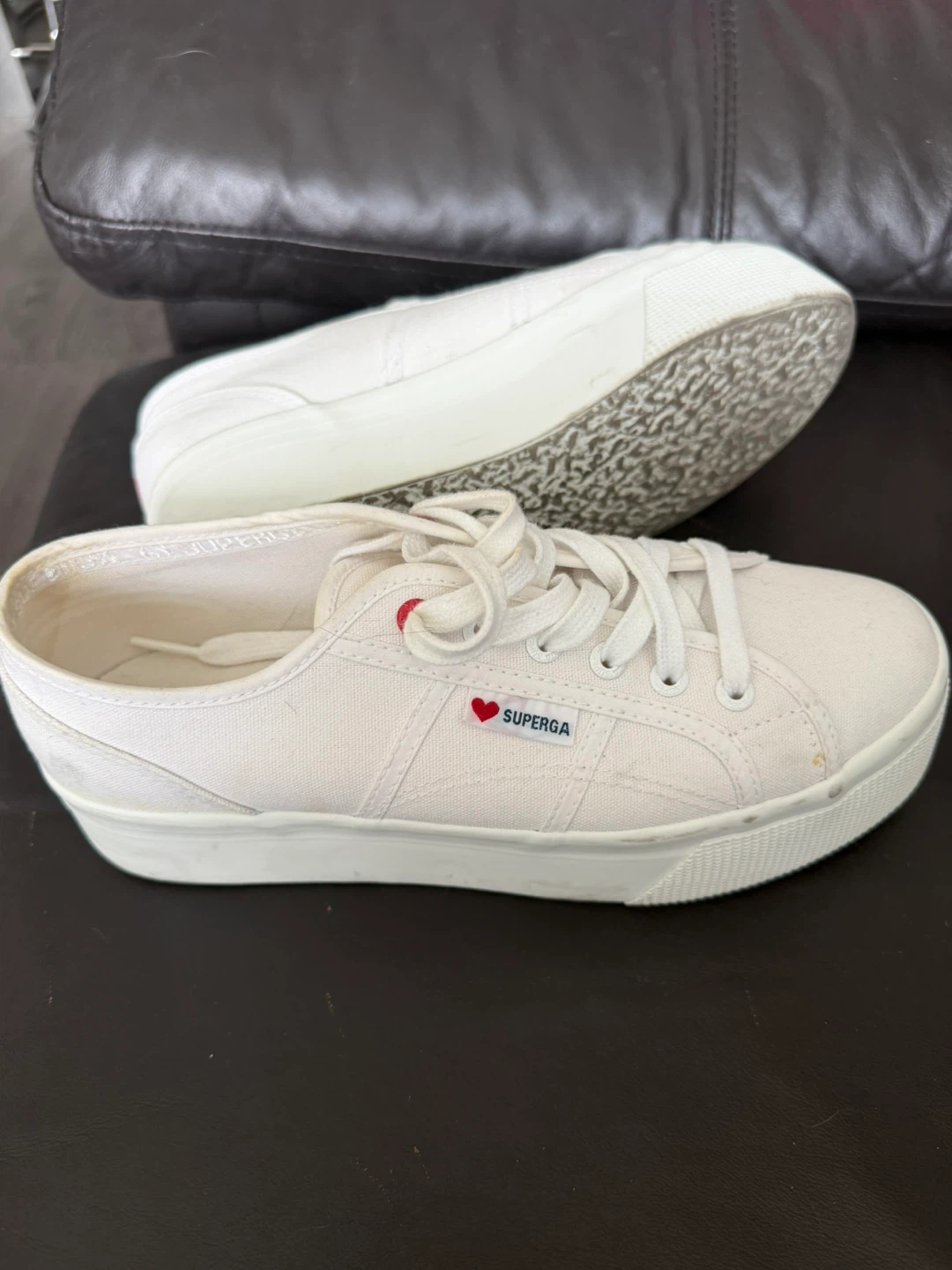 Superga White Canvas Sneakers with Red Hearts - photo 3