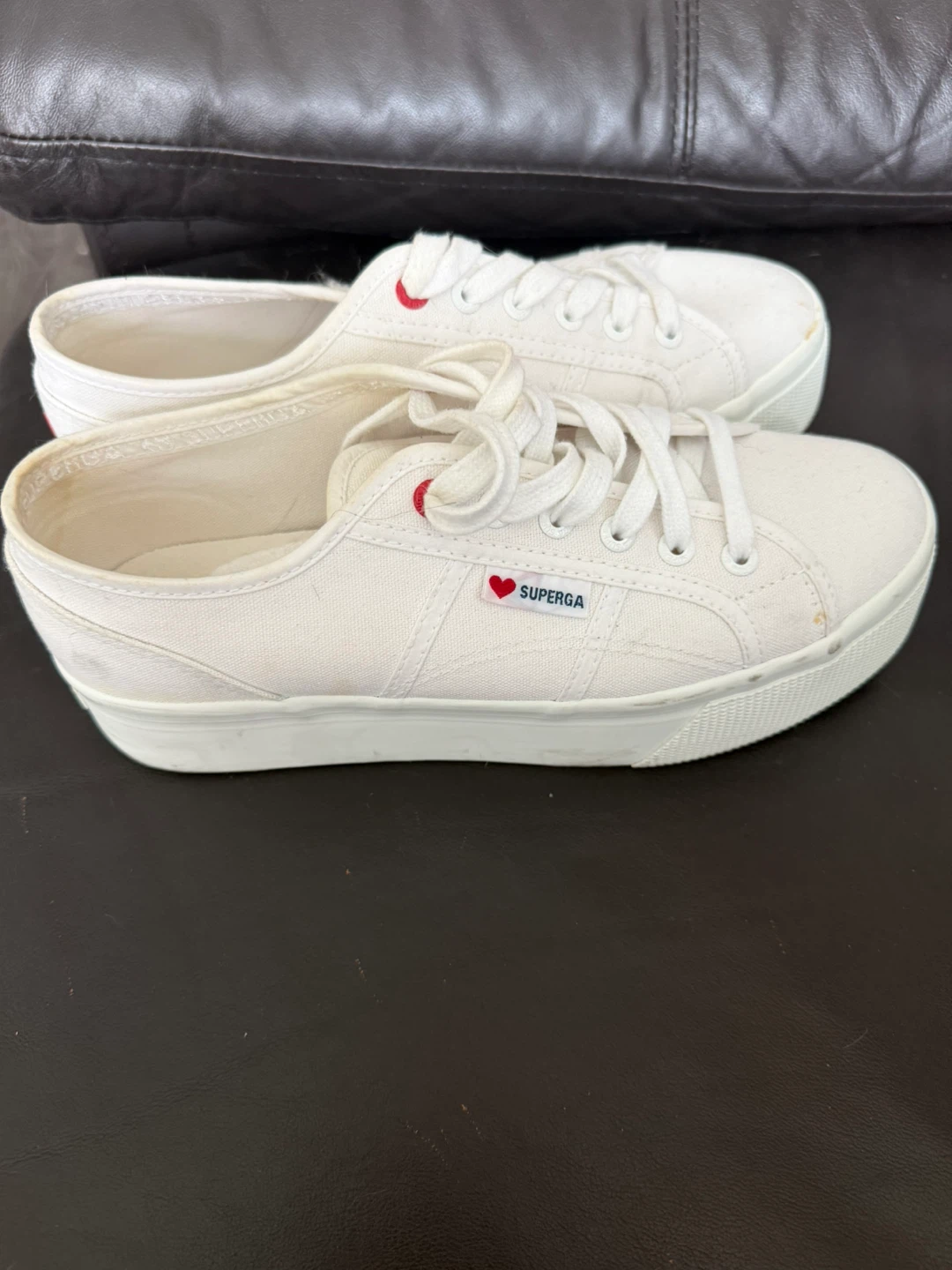 Superga White Canvas Sneakers with Red Hearts - photo 2