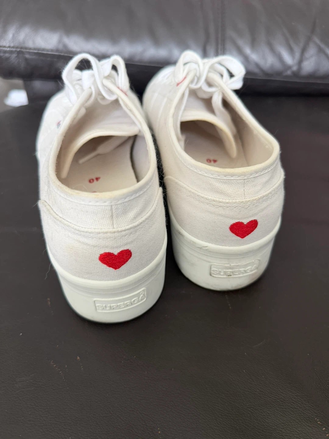Superga White Canvas Sneakers with Red Hearts - photo 4