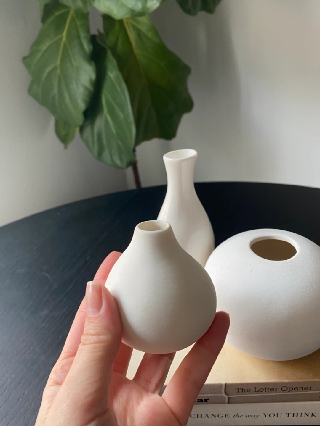 CB2 White Stone Bud Vases - Set of 3 - photo 3