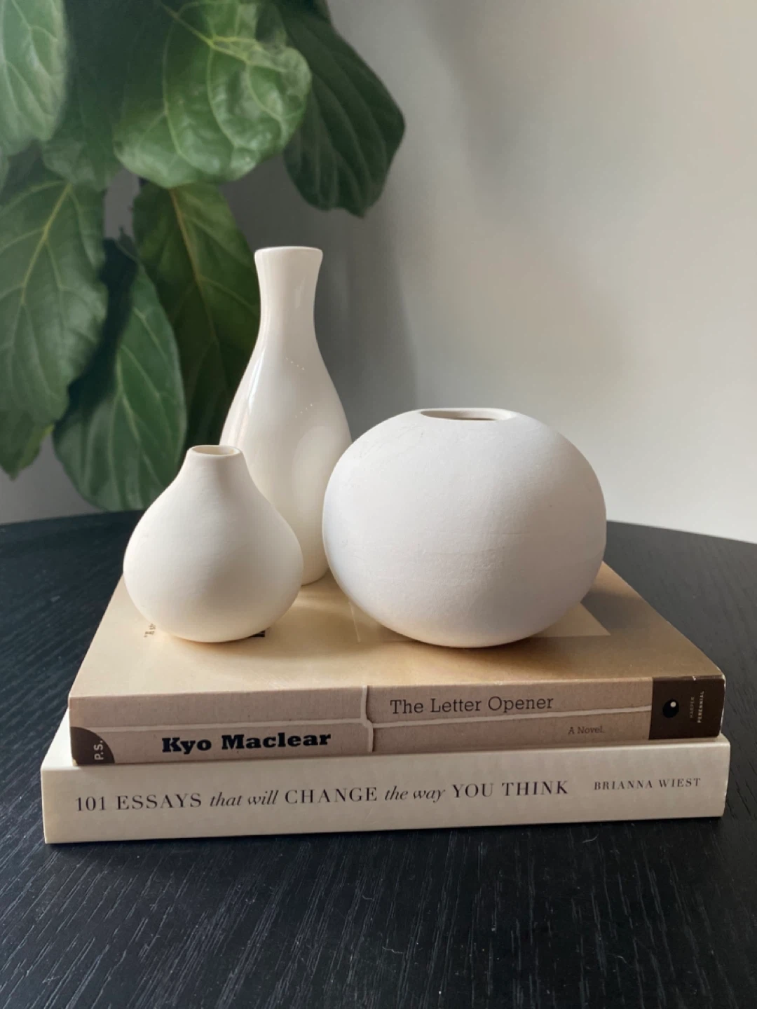 CB2 White Stone Bud Vases - Set of 3