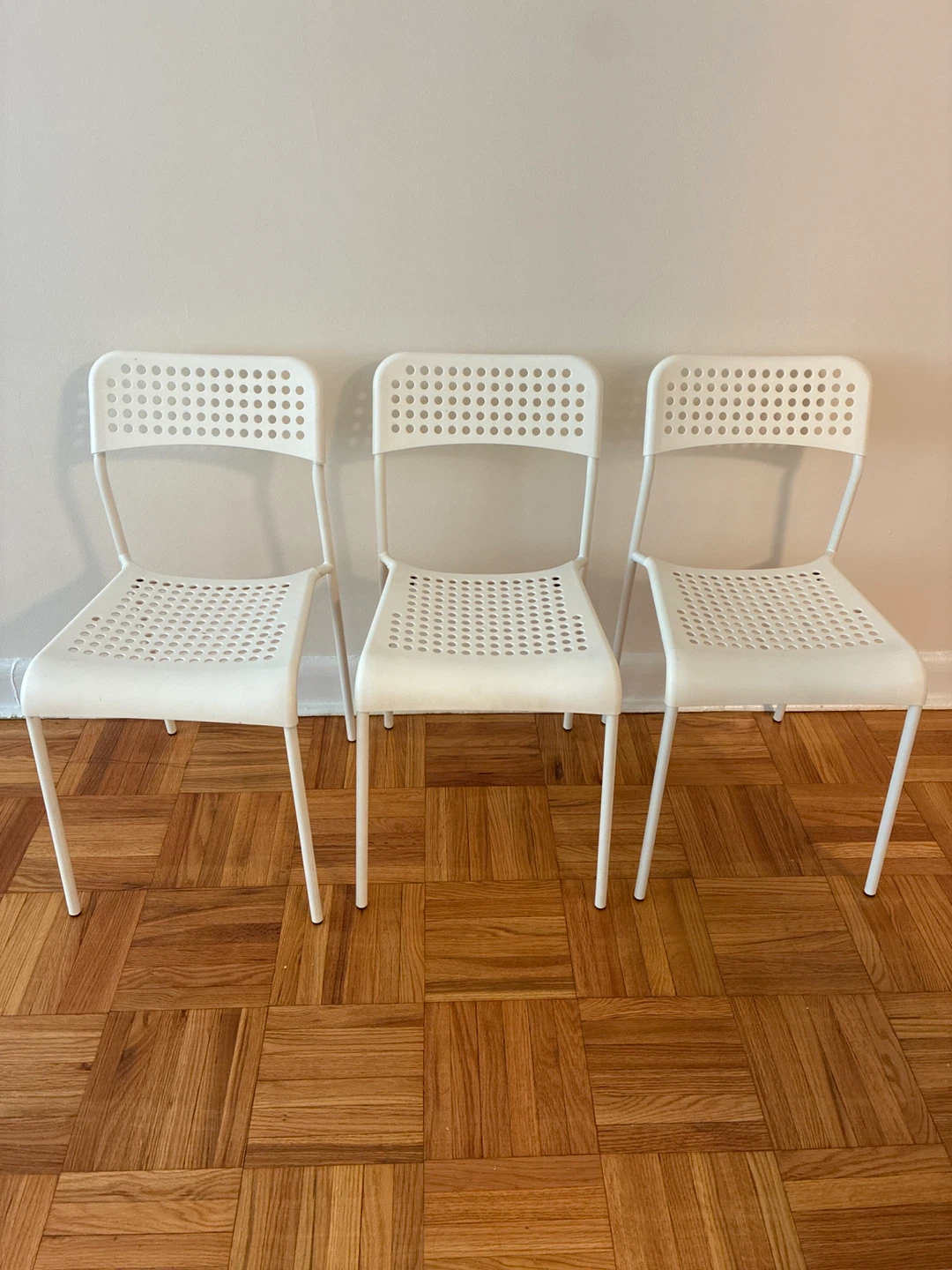 Set of 3 White IKEA Chairs