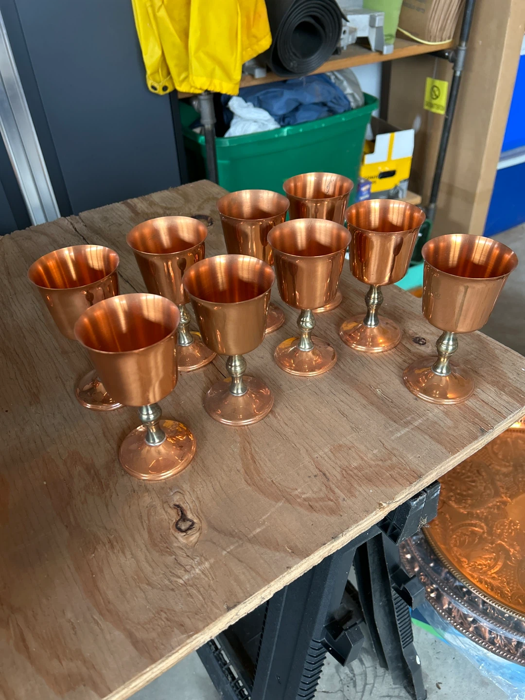 Set of 9 Copper Goblets