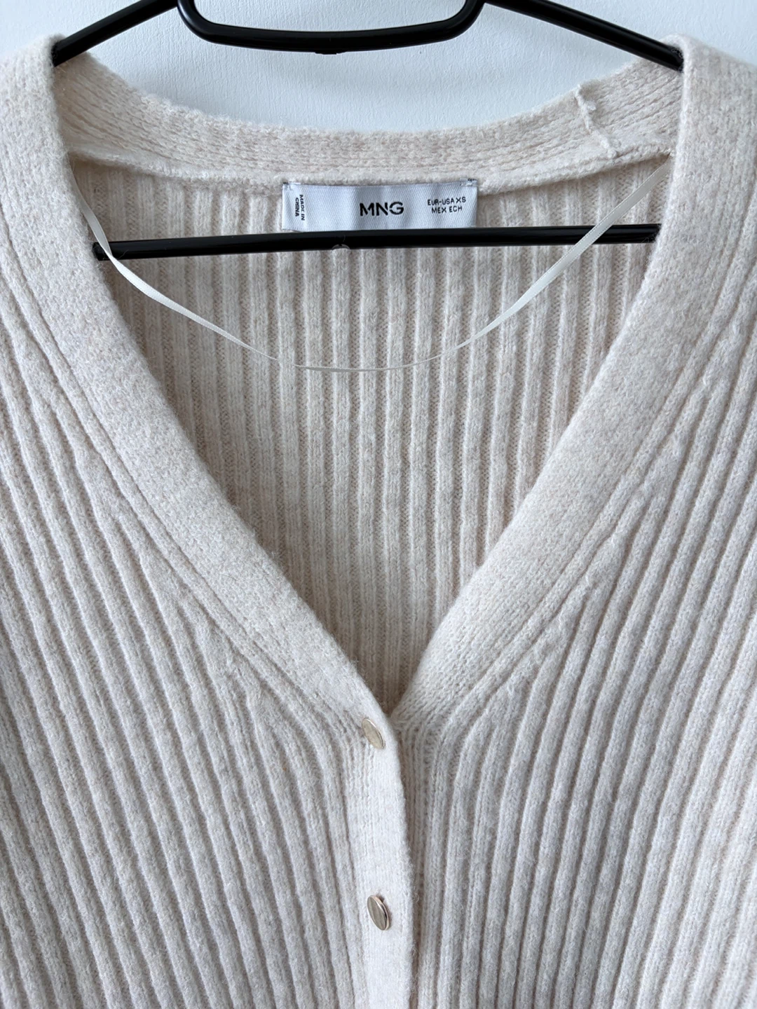 MNG Cream Ribbed Cardigan Size XS