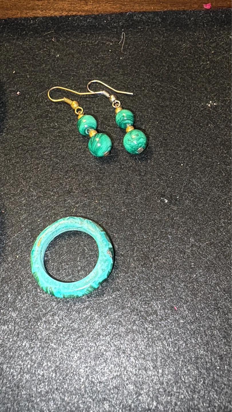 Malachite Bangles, Earrings, and Ring Set - photo 3