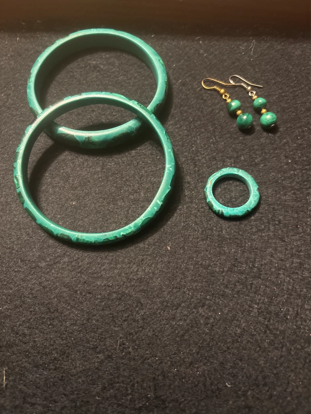 Malachite Bangles, Earrings, and Ring Set