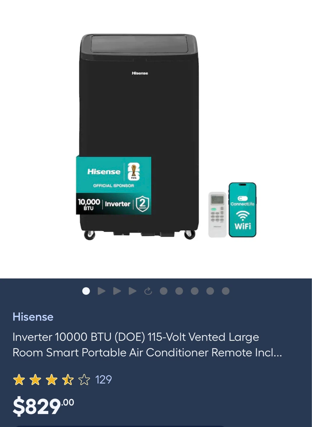 Hisense Inverter 10000 BTU Smart Portable Air Conditioner