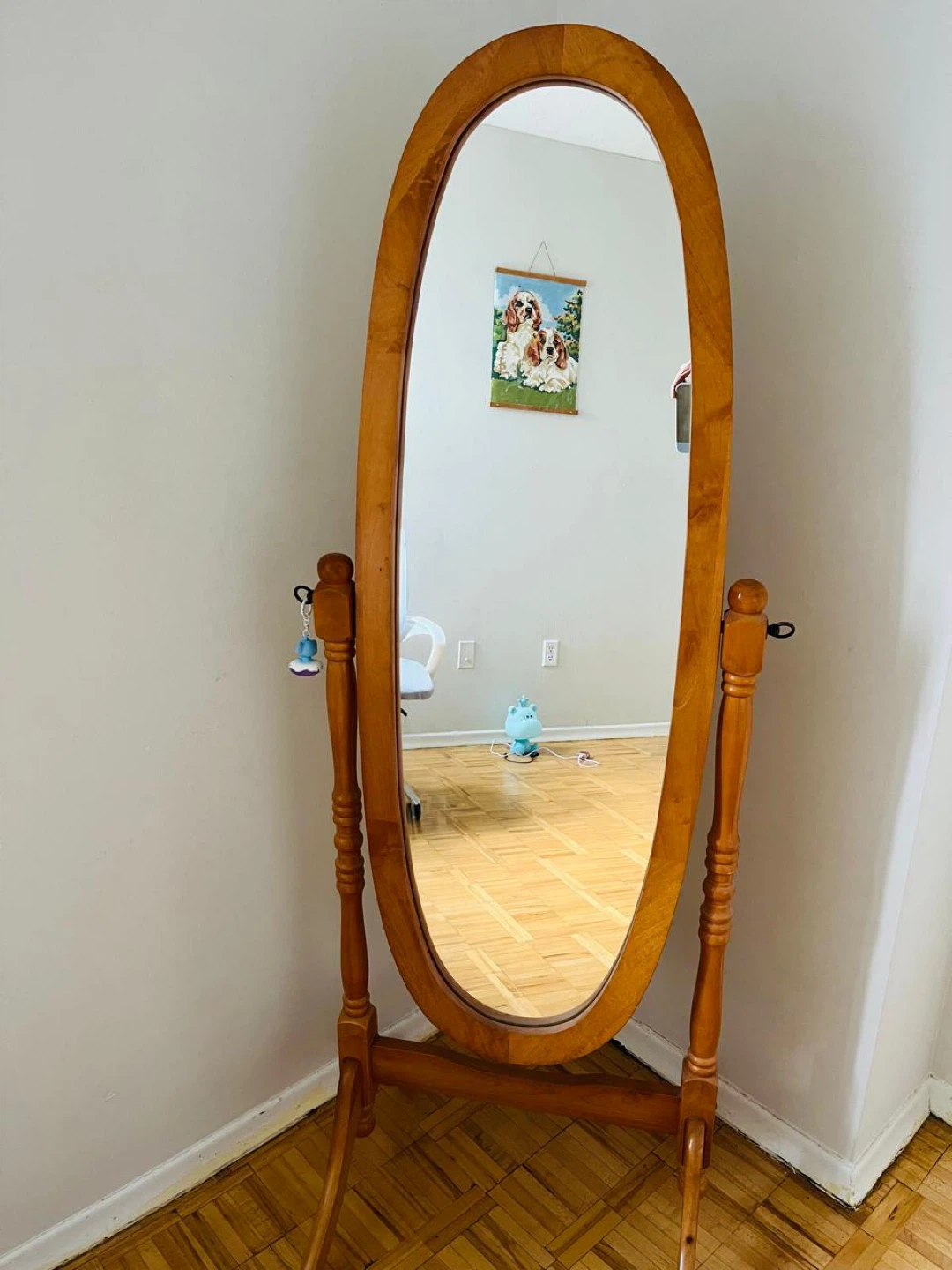 Wooden Oval Standing Mirror - photo 2
