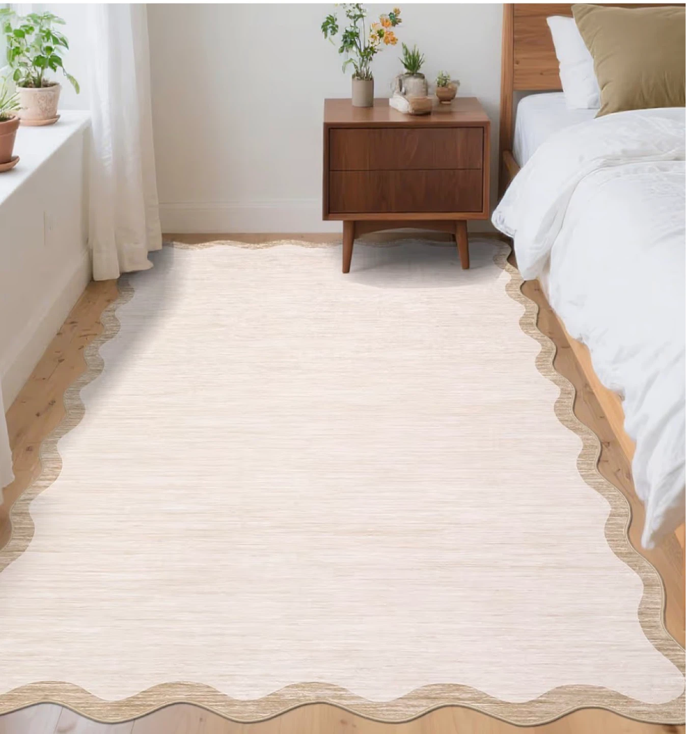 Scalloped Edge Area Rug - Cream - photo 3